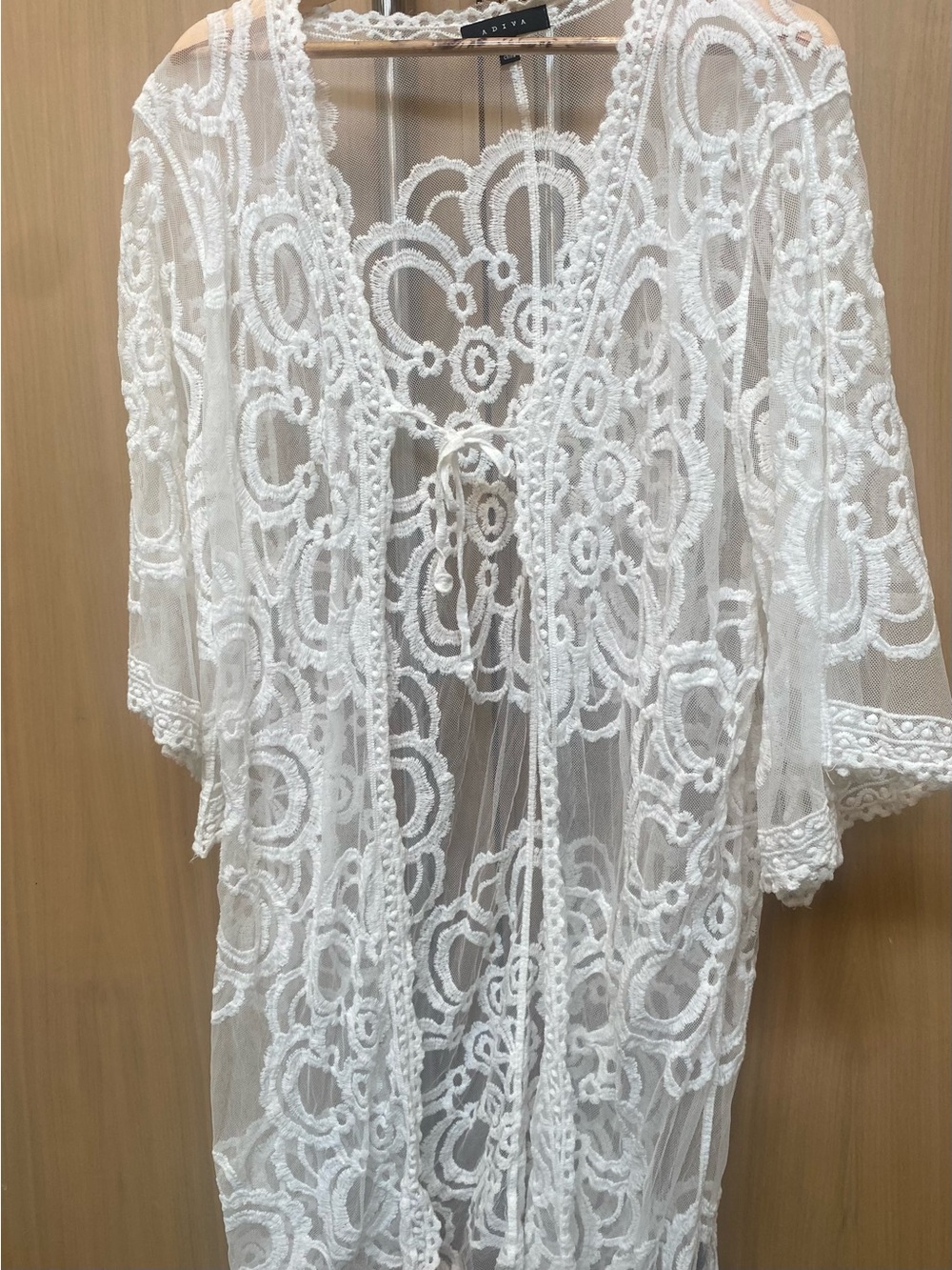 Adiva White Lace Sheer Kimono Cover-Up